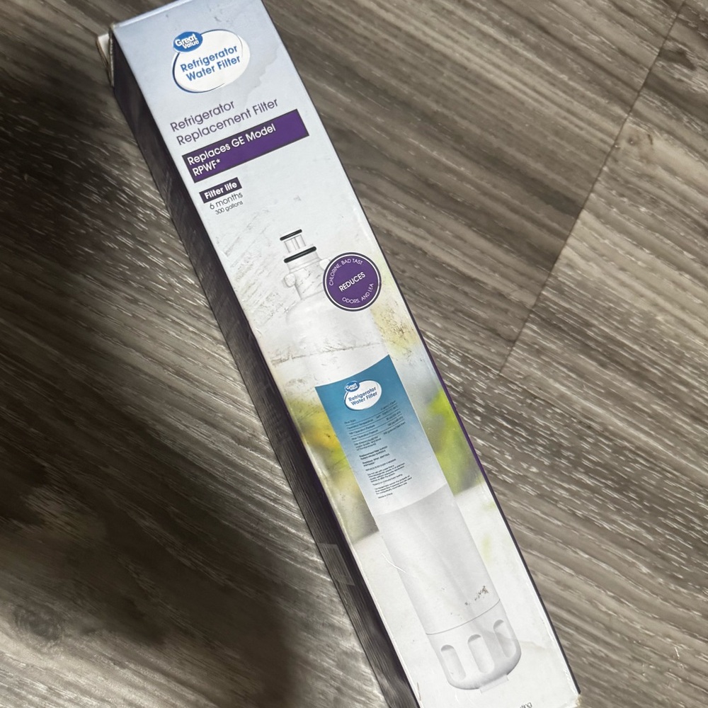 Refrigerator water filter replaced GE model RPWF